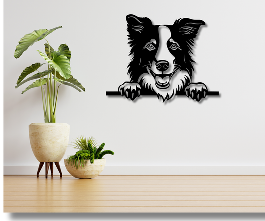 Border Collie Peeking Dog Sign