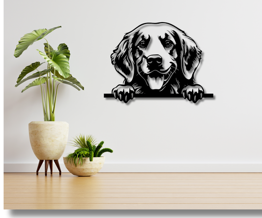 Golden Retriever Peeking Dog Sign