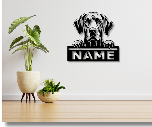 Great Dane Peeking Dog CUSTOM Sign