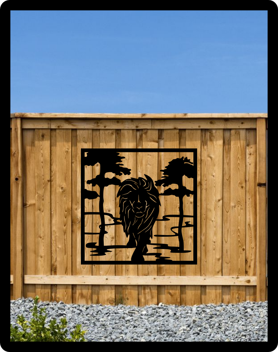 Lion Fence Sign