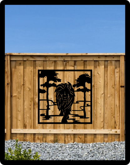 Lion Fence Sign