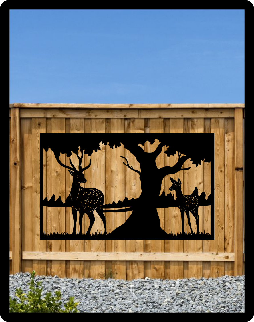 Stag and Fawn Fence Sign