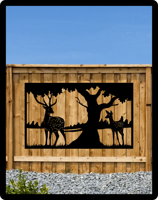 Stag and Fawn Fence Sign