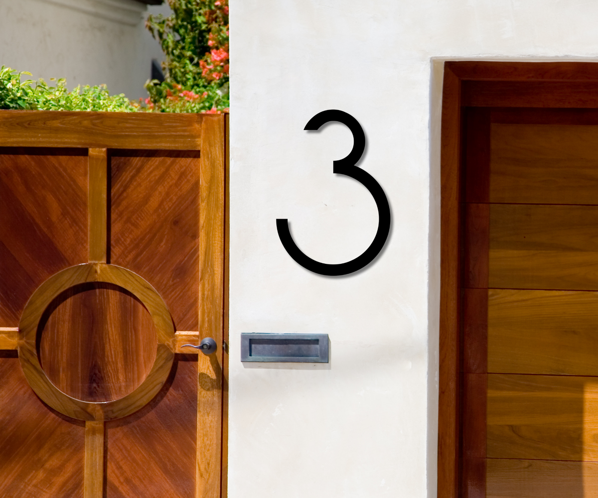 Modern Number Three Sign – Steel City Signs