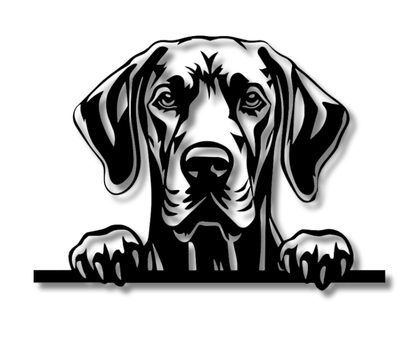 Great Dane Peeking Dog Sign