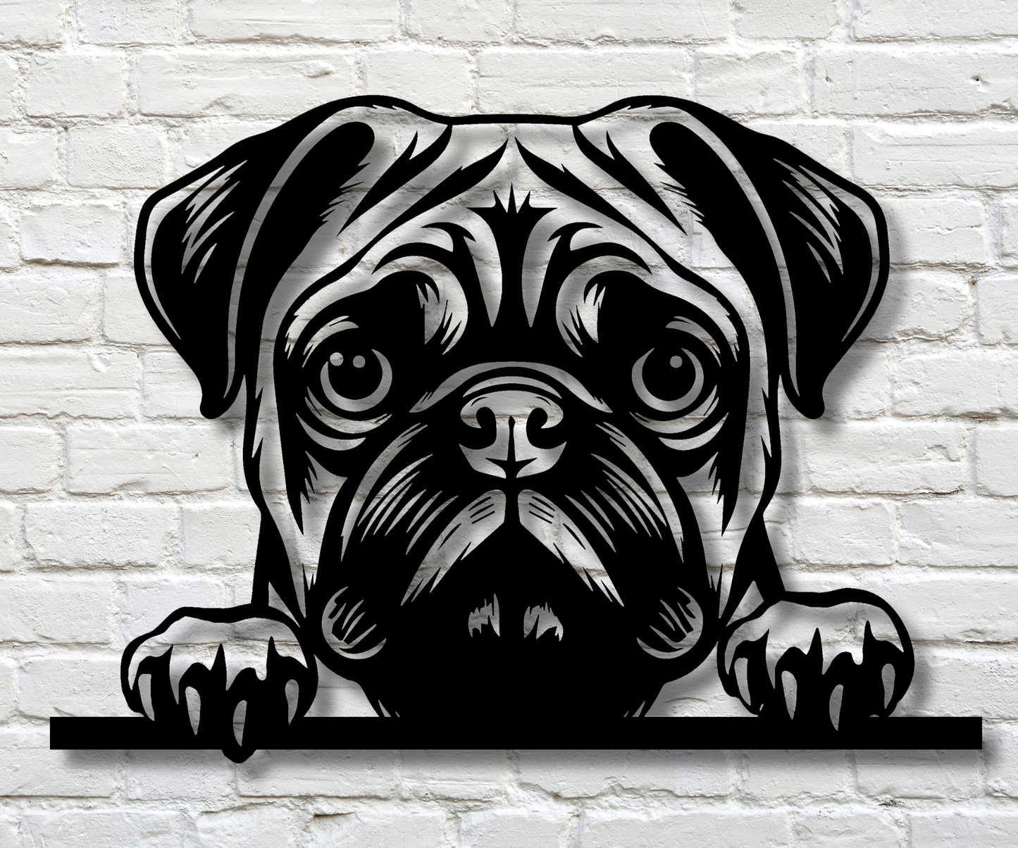 Pug Peeking Dog Sign