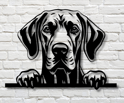 Great Dane Peeking Dog Sign