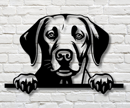 Labrador Retriever Peeking Dog Sign