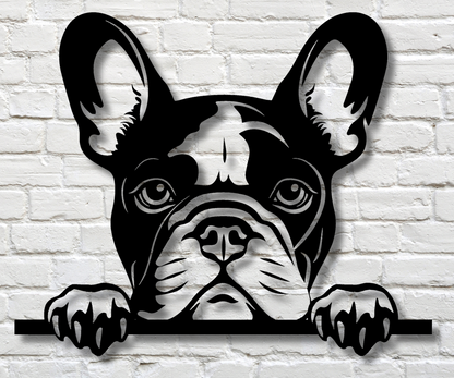 French Bulldog Peeking Dog Sign