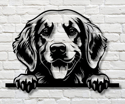 Golden Retriever Peeking Dog Sign