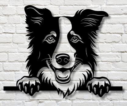 Border Collie Peeking Dog Sign