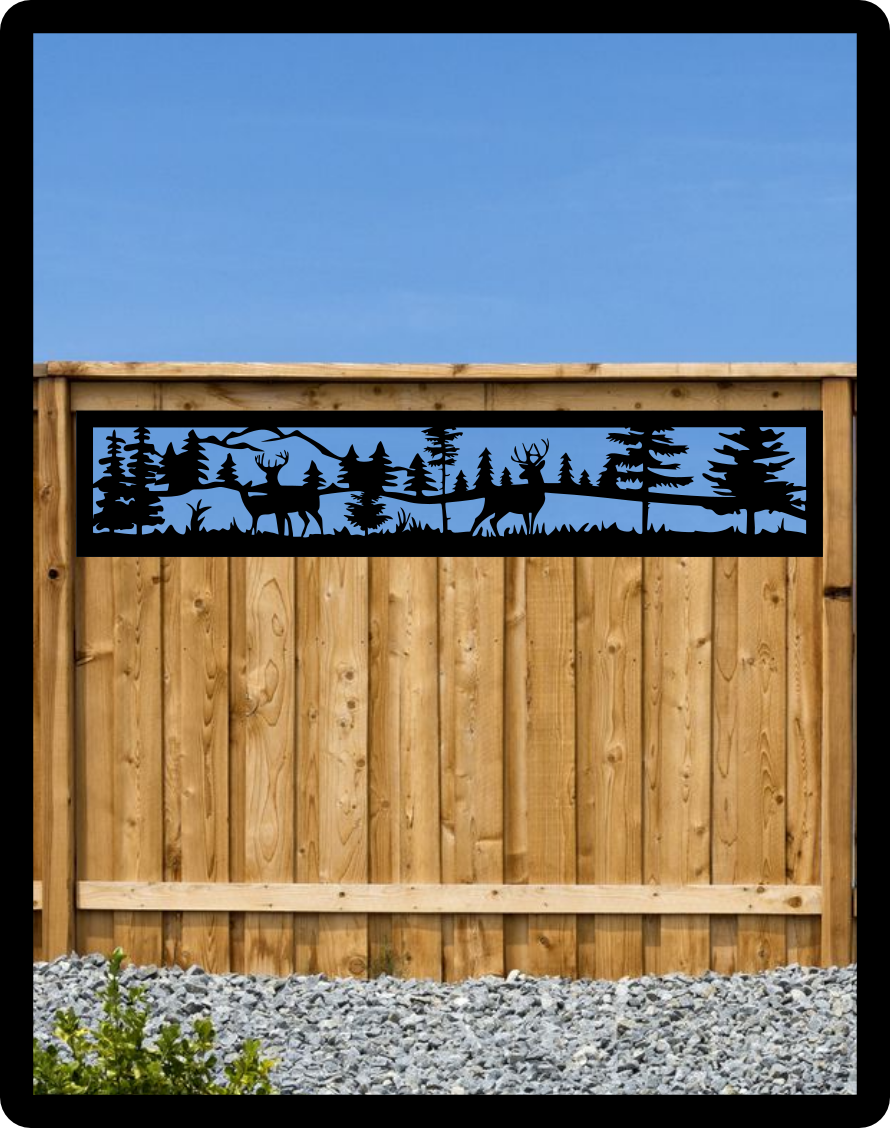 Stag and Doe Family Fence Topper Sign