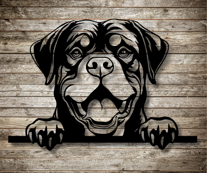 Rottweiler Peeking Dog Sign