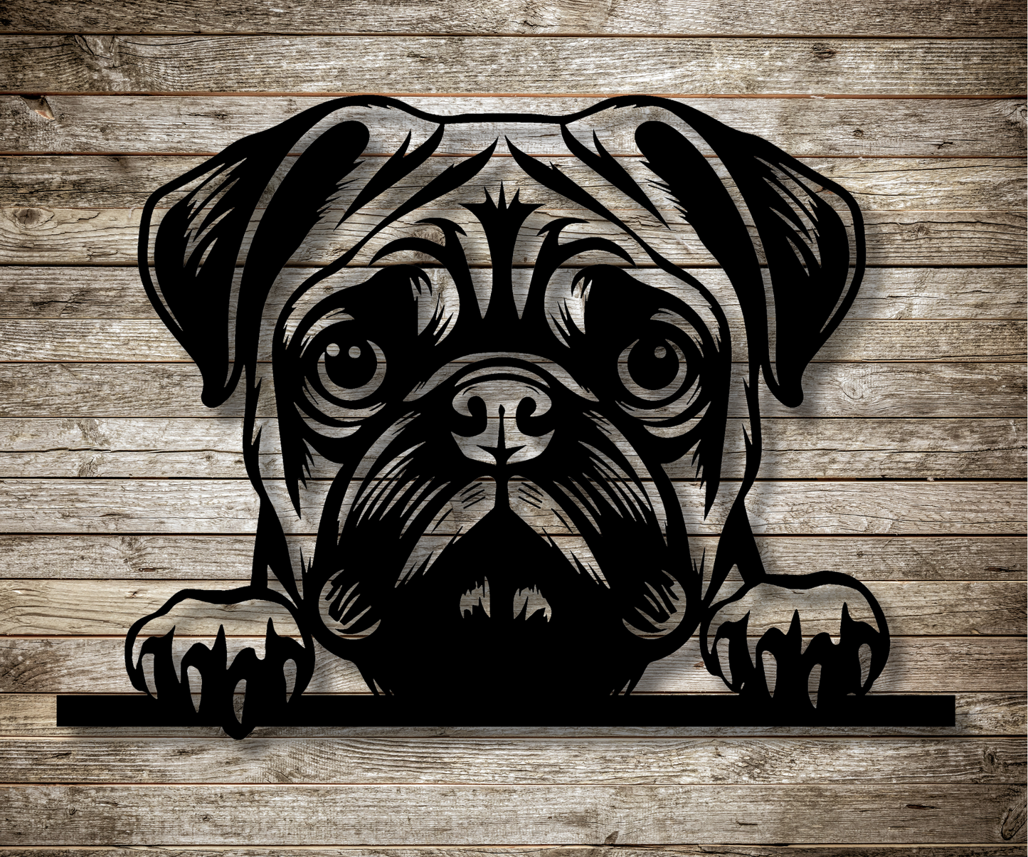 Pug Peeking Dog Sign