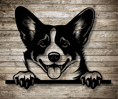 Corgi Peeking Dog Sign