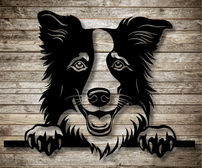 Border Collie Peeking Dog Sign