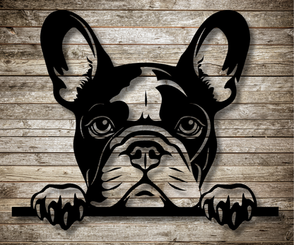 French Bulldog Peeking Dog Sign