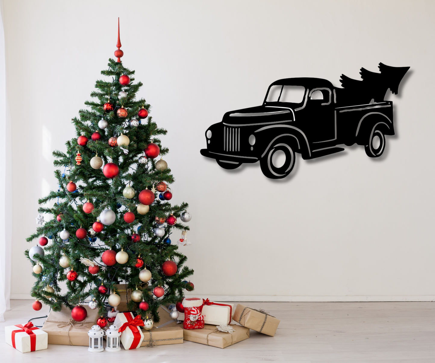 Truck with Christmas Tree Sign