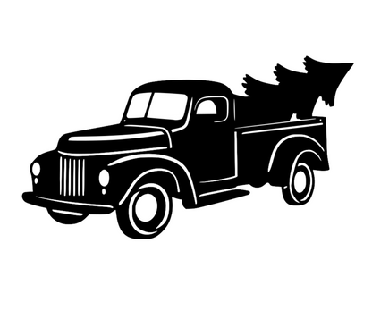 Truck with Christmas Tree Sign