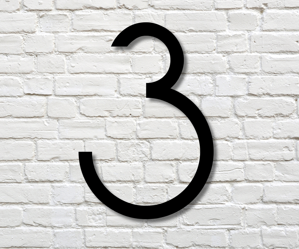 Modern Number Three Sign – Steel City Signs