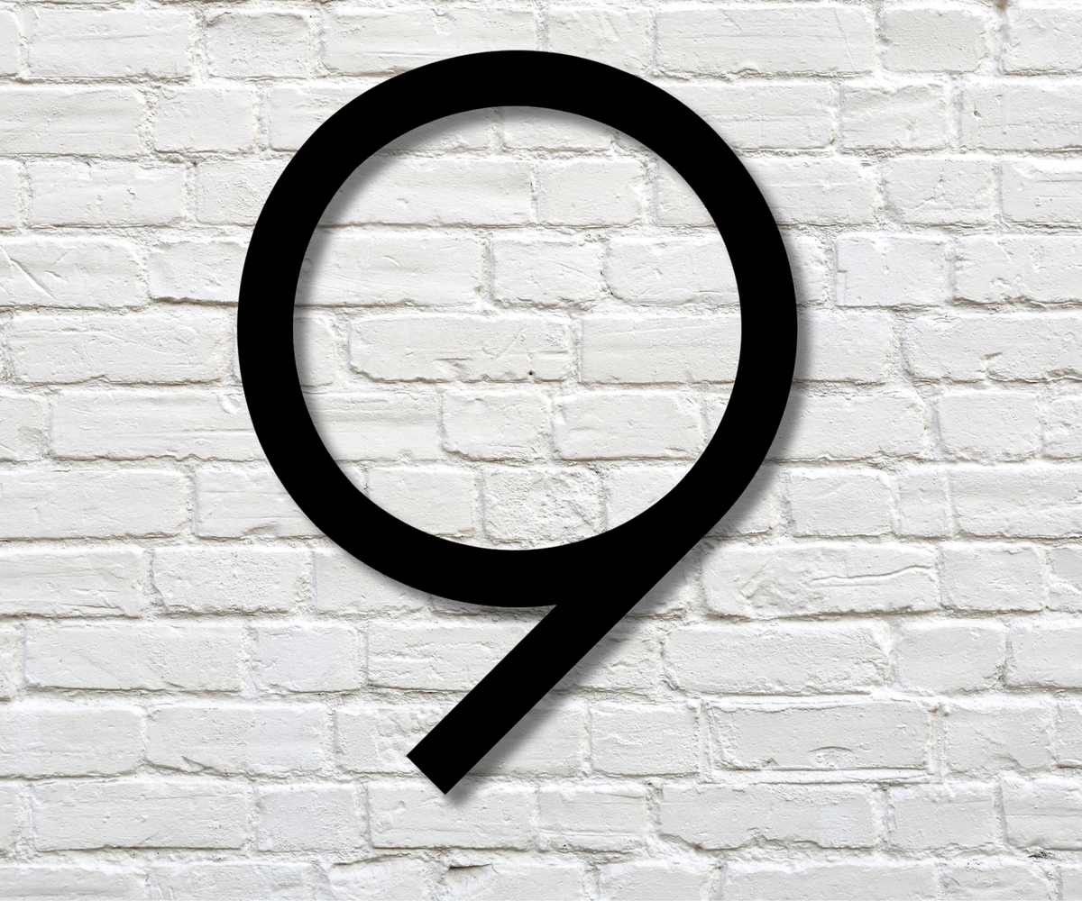 Nine Sign Modern Number Nine Sign – Steel City Signs