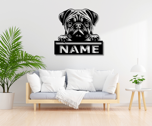 Pug Peeking Dog CUSTOM Sign