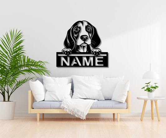 Beagle Peeking Dog CUSTOM Sign