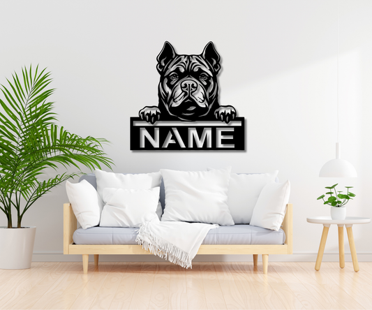 American Bully Peeking Dog CUSTOM Sign