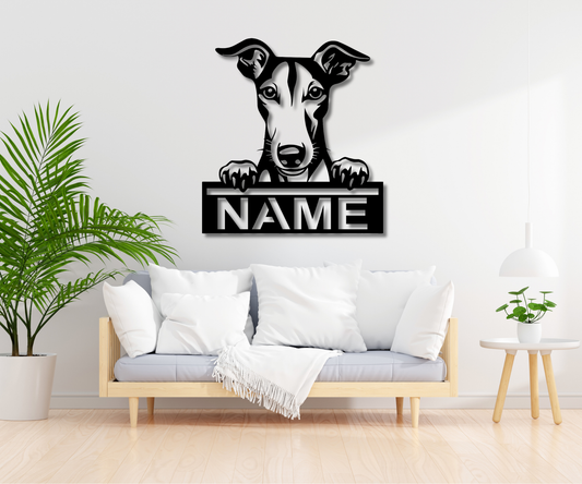 Greyhound Peeking Dog CUSTOM Sign