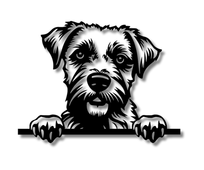 Border Terrier Peeking Dog Sign