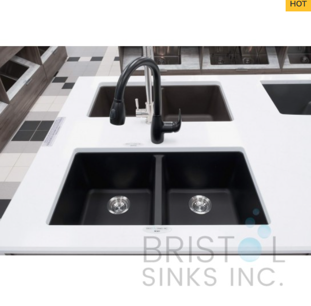 GRANITE DOUBLE UNDERMOUNT EQUAL BOWL KITCHEN SINK