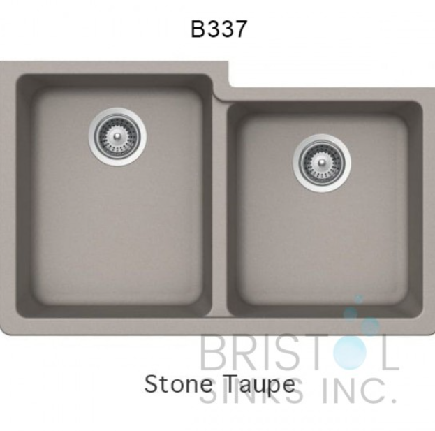 GRANITE DOUBLE UNDERMOUNT OFFSET BOWL KITCHEN SINK