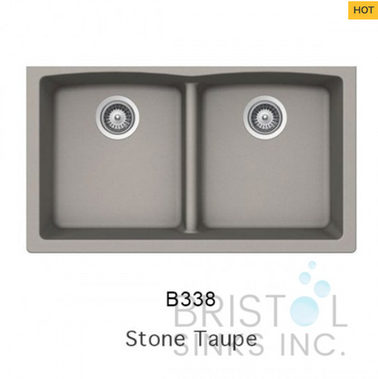 GRANITE DOUBLE UNDERMOUNT LOW DIVIDE BOWL KITCHEN SINK