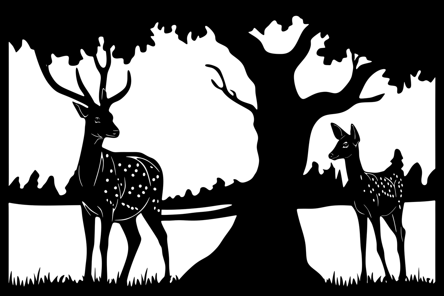 Stag and Fawn Fence Sign